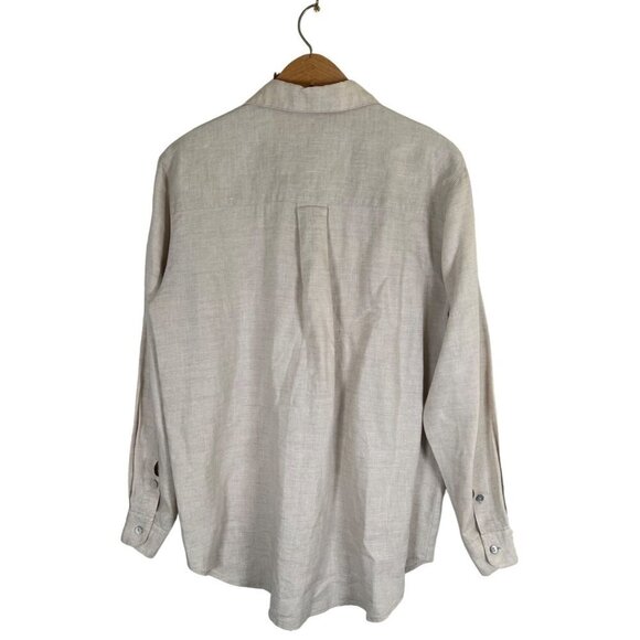 Vintage Hunt Club Womens Size 8 100% Natural Linen Classic Shirt MOP Buttons L/S - Picture 3 of 12